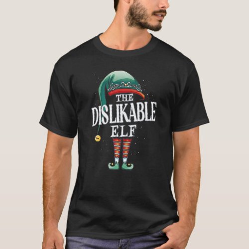 Dislikable Elf Christmas Group Xmas Pajama Party T_Shirt