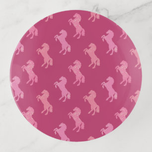 Dismal Pink Trinket Tray Horses Cowgirl Western