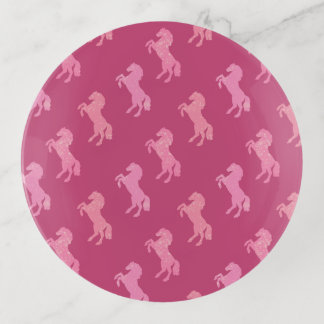 Dismal Pink Trinket Tray Horses Cowgirl Western