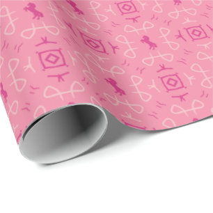Dismal Pink Wrapping Paper Cowgirl Bandana Horses
