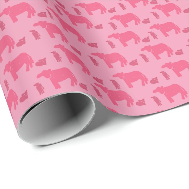 Dismal Pink Wrapping Paper Cows Western Ranch (Roll Corner)