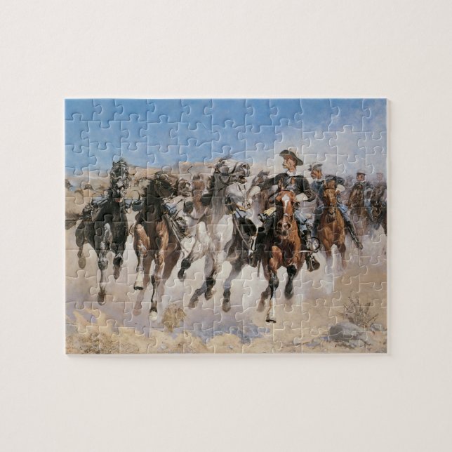 Dismounted by Frederic Remington, Vintage Cowboys Jigsaw Puzzle (Horizontal)