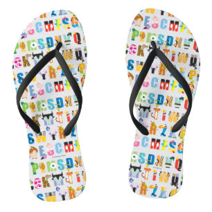 Disney Alphabet Mania Pattern Flip Flops