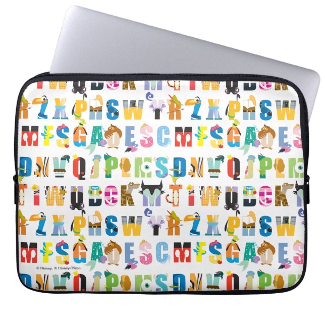 Disney Alphabet Mania Pattern Laptop Sleeve (Front)