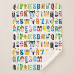 Disney Alphabet Mania Pattern Sherpa Blanket