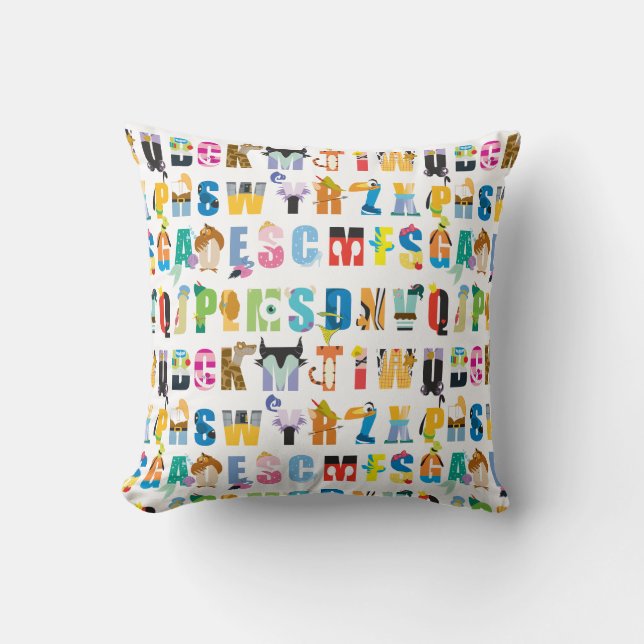Disney Alphabet Mania Pattern Throw Pillow (Front)