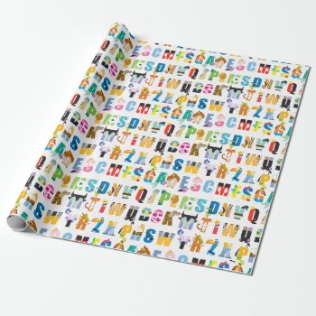 Disney Alphabet Mania Pattern Wrapping Paper by DisneyLogosLetters at Zazzle