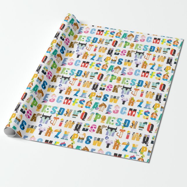 Disney Alphabet Mania Pattern Wrapping Paper (Unrolled)