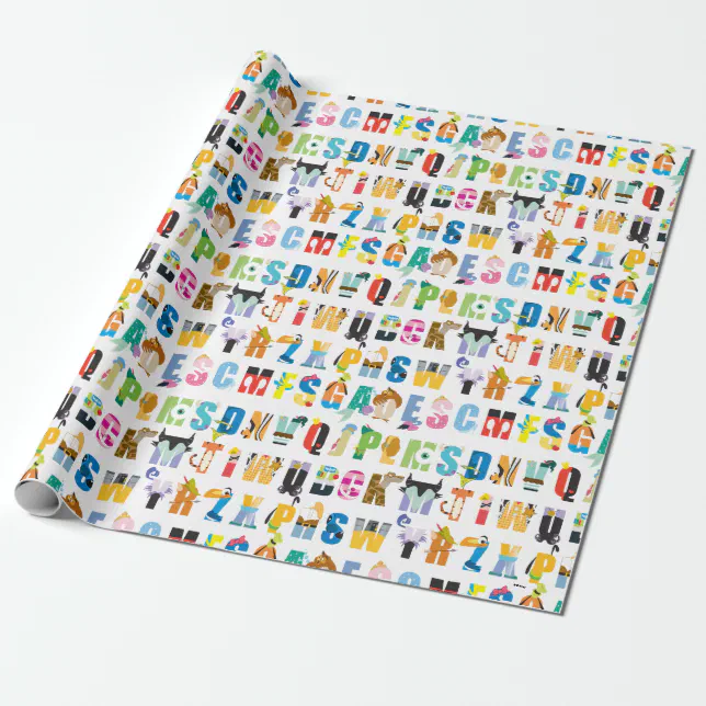 Disney Alphabet Mania Pattern Wrapping Paper | Zazzle