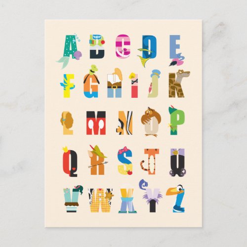 Disney Alphabet Mania Postcard