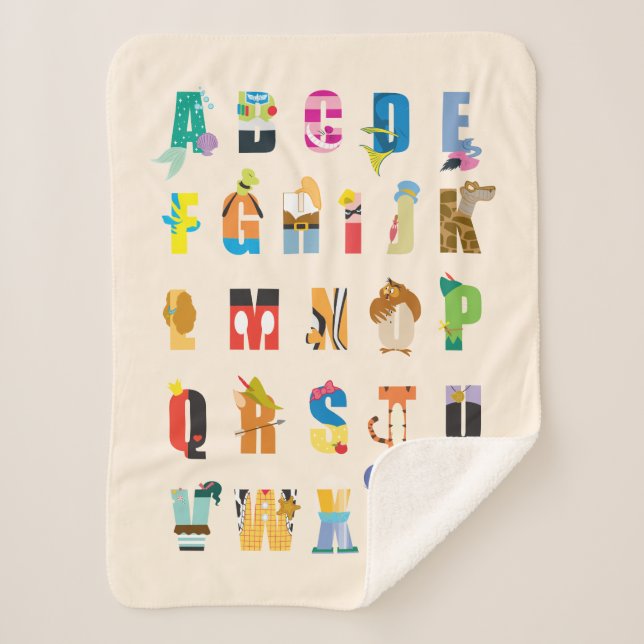 Disney Alphabet Mania Sherpa Blanket (Front)