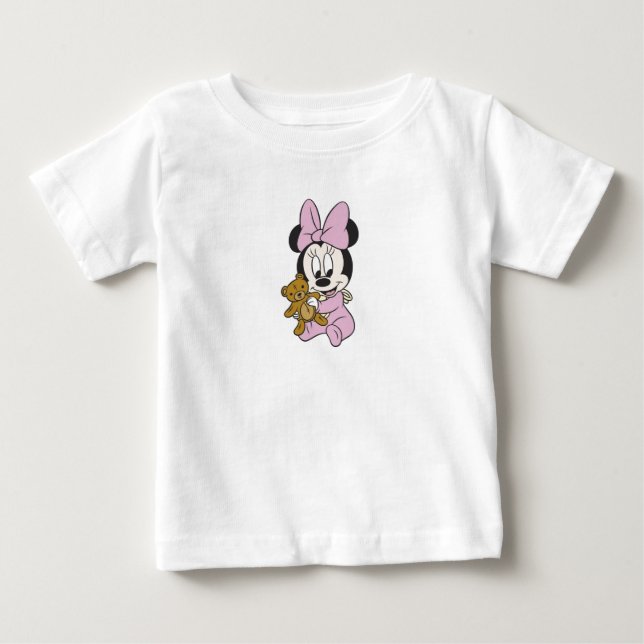 Disney Baby Minnie Mouse With Teddy Bear Baby T-Shirt (Front)