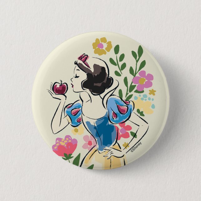 Disney | Beautiful Snow White Floral Graphic Button (Front)