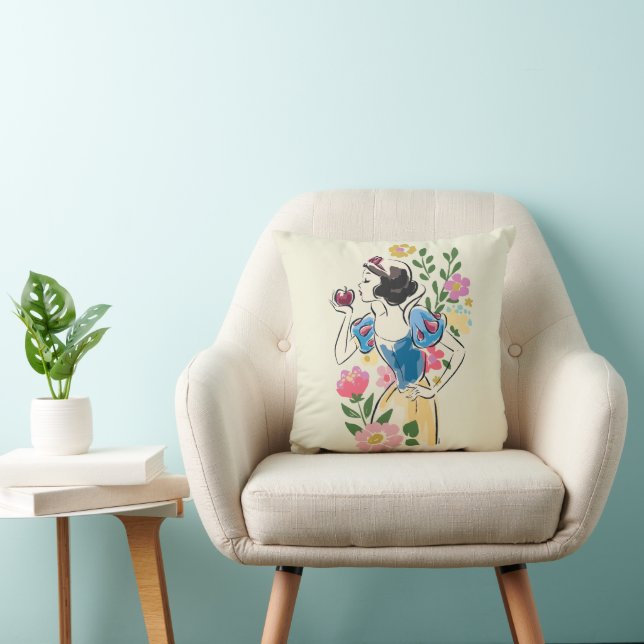 Disney | Beautiful Snow White Floral Graphic Throw Pillow (Chair)