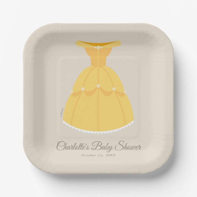 Disney Belle Dress | Girl Baby Shower  Paper Plates (Front)