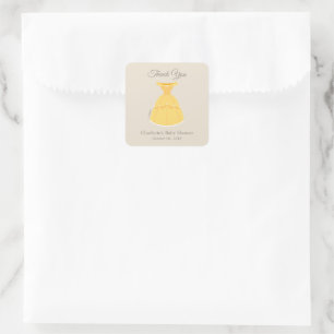 Disney Belle Dress   Girl Baby Shower Thank You Square Sticker