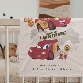 Disney Cars Lightning McQueen Birth Stats  Fleece Blanket