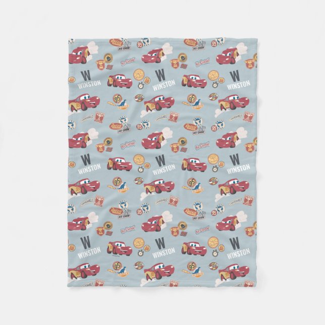 Disney Cars Lightning McQueen Custom Name Fleece Blanket (Front)