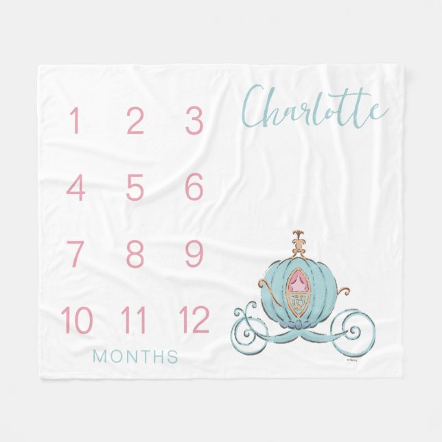 Disney Cinderella Carriage Baby Monthly Milestone Fleece Blanket (Front (Horizontal))