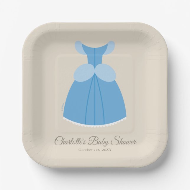 Disney Cinderella Dress | Girl Baby Shower  Paper Plates (Front)