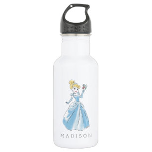 Disney Cinderella Watercolor   Add Your Name Stainless Steel Water Bottle
