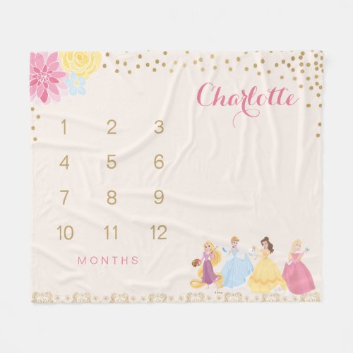 Disney Confetti Princess Baby Monthly Milestone Fleece Blanket