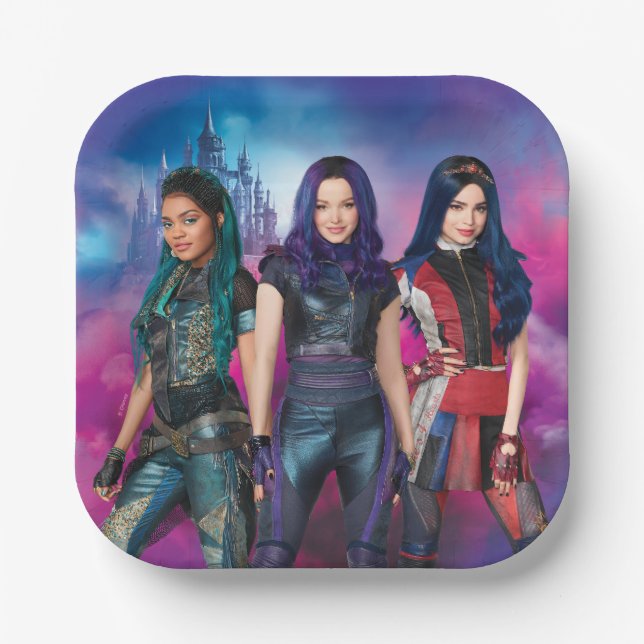 Disney Descendants Birthday Paper Plates (Front)