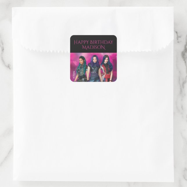 Disney Descendants Birthday Square Sticker (Bag)