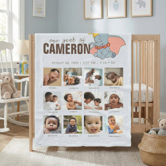 Disney Dumbo Personalized One Year Of Milestone Fleece Blanket