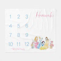 Disney Floral Princess Baby Monthly Milestone Fleece Blanket