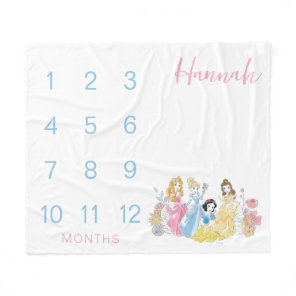 Disney Floral Princess Baby Monthly Milestone Fleece Blanket
