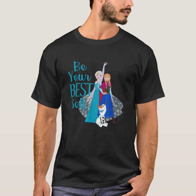 Disney Frozen Be Your Best Self Elsa Anna Olaf Log T-Shirt (Front)