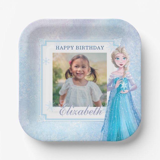 Disney Frozen Elsa Birthday Paper Plates (Front)