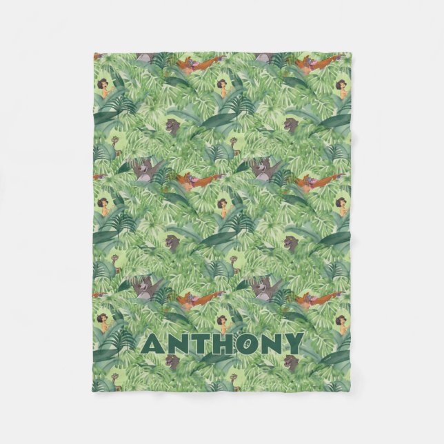 Disney Jungle Book Jungle Pattern Name Blanket (Front)