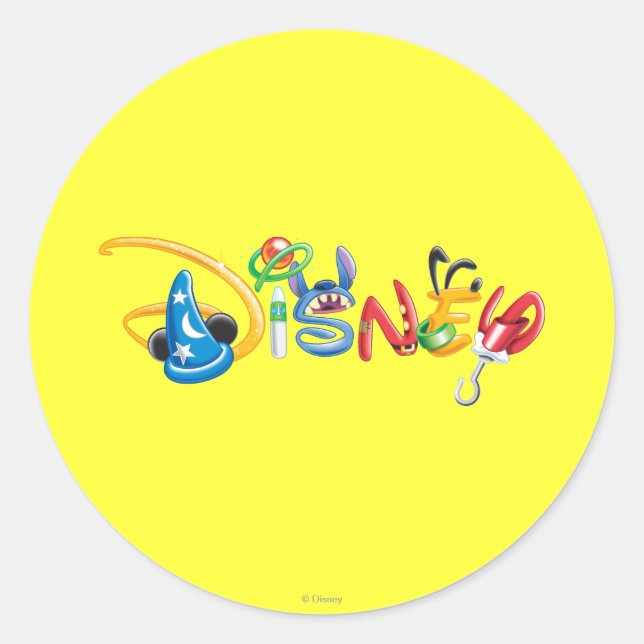 Disney Logo | Boy Characters Classic Round Sticker (Front)
