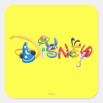 Disney Logo | Boy Characters Square Sticker by DisneyLogosLetters at Zazzle