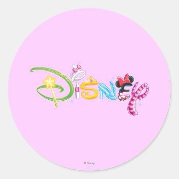 Disney Logo | Girl Characters Classic Round Sticker by DisneyLogosLetters at Zazzle