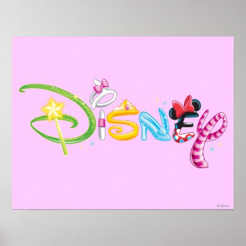 Disney Logo  Girl Characters Poster