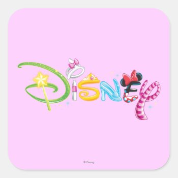 Disney Logo | Girl Characters Square Sticker by DisneyLogosLetters at Zazzle