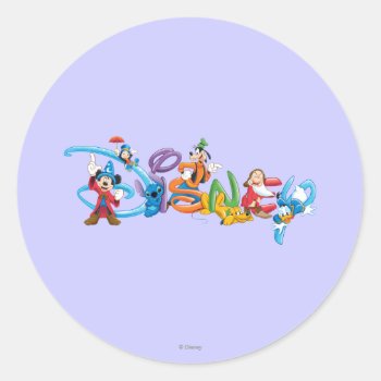 Disney Logo | Mickey And Friends Classic Round Sticker by DisneyLogosLetters at Zazzle