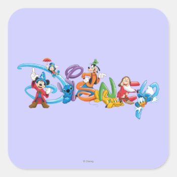 Disney Logo | Mickey And Friends Square Sticker by DisneyLogosLetters at Zazzle