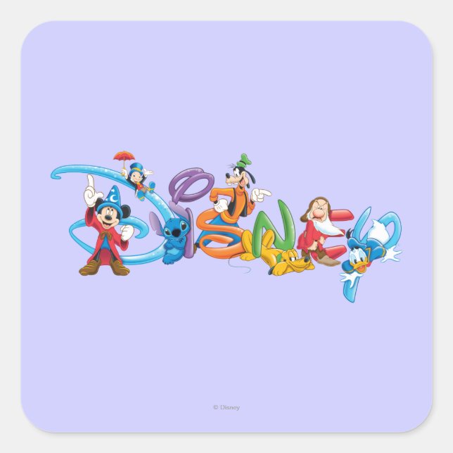 Disney Logo | Mickey and Friends Square Sticker (Front)