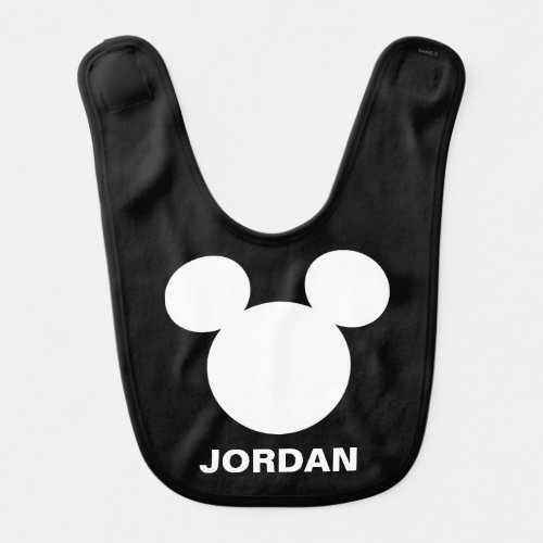 Disney Logo  White Mickey Icon Baby Bib