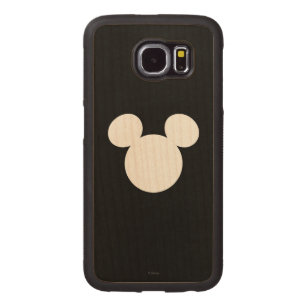 Disney Logo   White Mickey Icon Carved Wood Samsung Galaxy S6 Case