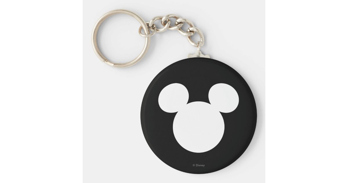 Disney Logo | White Mickey Icon Keychain | Zazzle