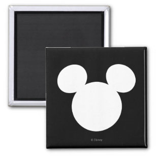 Disney Logo   White Mickey Icon Magnet