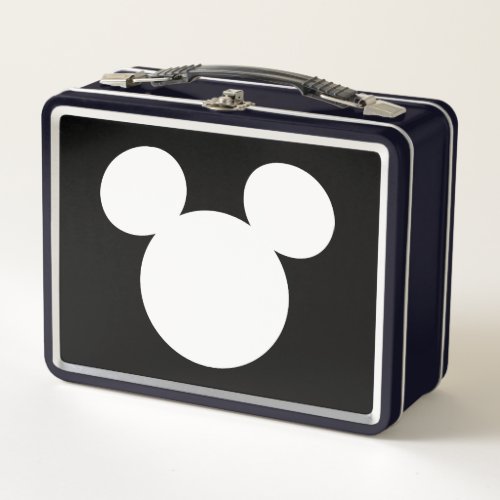 Disney Logo  White Mickey Icon Metal Lunch Box