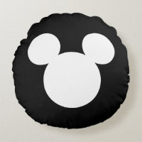 Disney Logo | White Mickey Icon Round Pillow