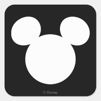 Disney Logo | White Mickey Icon Square Sticker by MickeyAndFriends at Zazzle