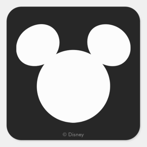 Disney Logo  White Mickey Icon Square Sticker